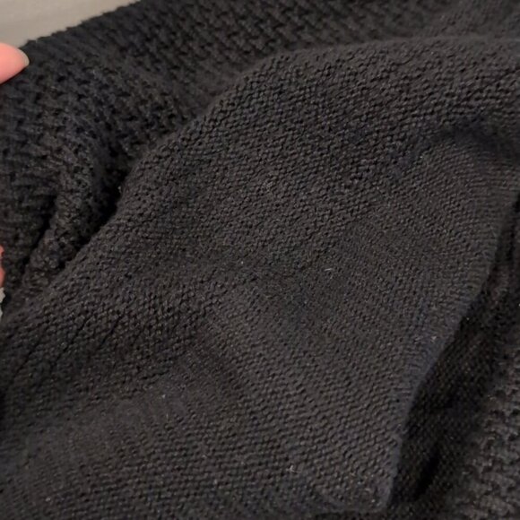 Laura Open Front Cardigan Sweater Shawl Collar Black Tunic Length Long Sleeve - Picture 14 of 15